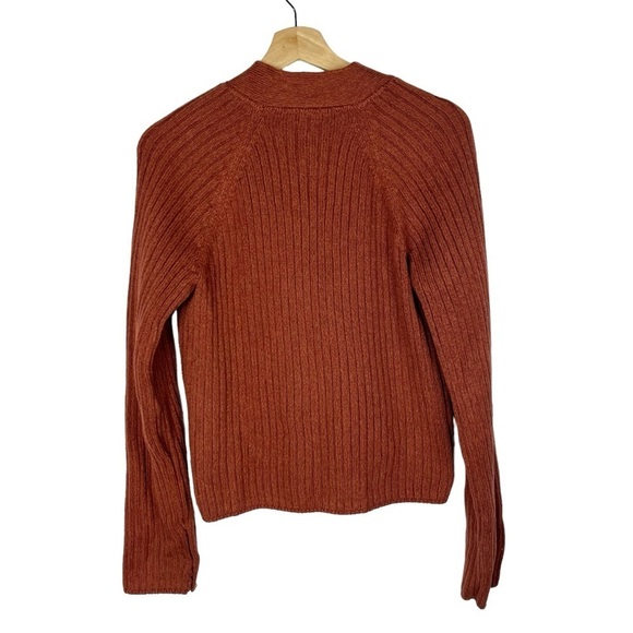 Gap Rust Orange Ribbed Knit Button Front Cardigan Sweater XS - Picture 2 of 5